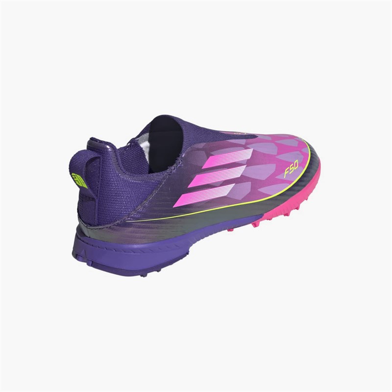 adidas Junior F50 League Laceless Lamine Yamal TF Astro Turf Football Boots Unity Purple/Footwear White/Lucid Lemon