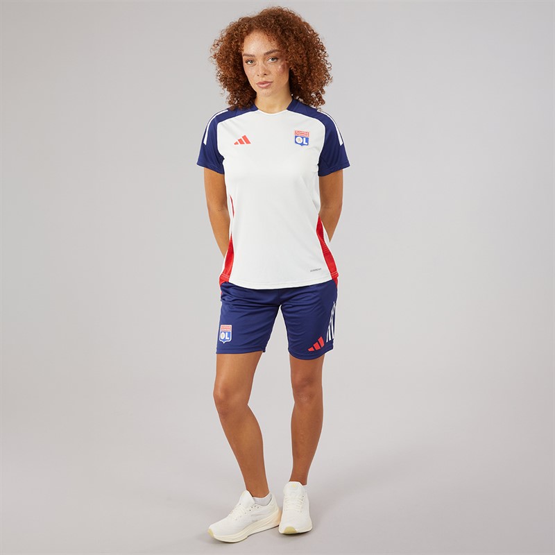adidas Womens OL Olympique Lyonnais 24/25 Tiro 24 Training Jersey White Tint/Midnight Indigo/Bright Red