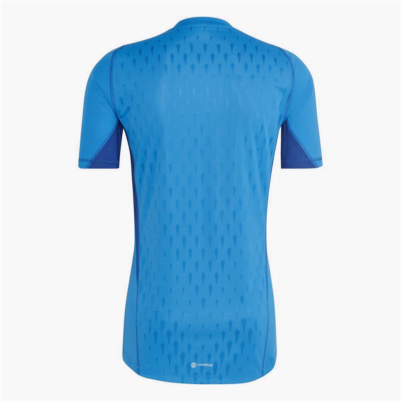 adidas Mens Tiro 23 Pro Short Sleeve Goalkeeper Jersey Blue Rush