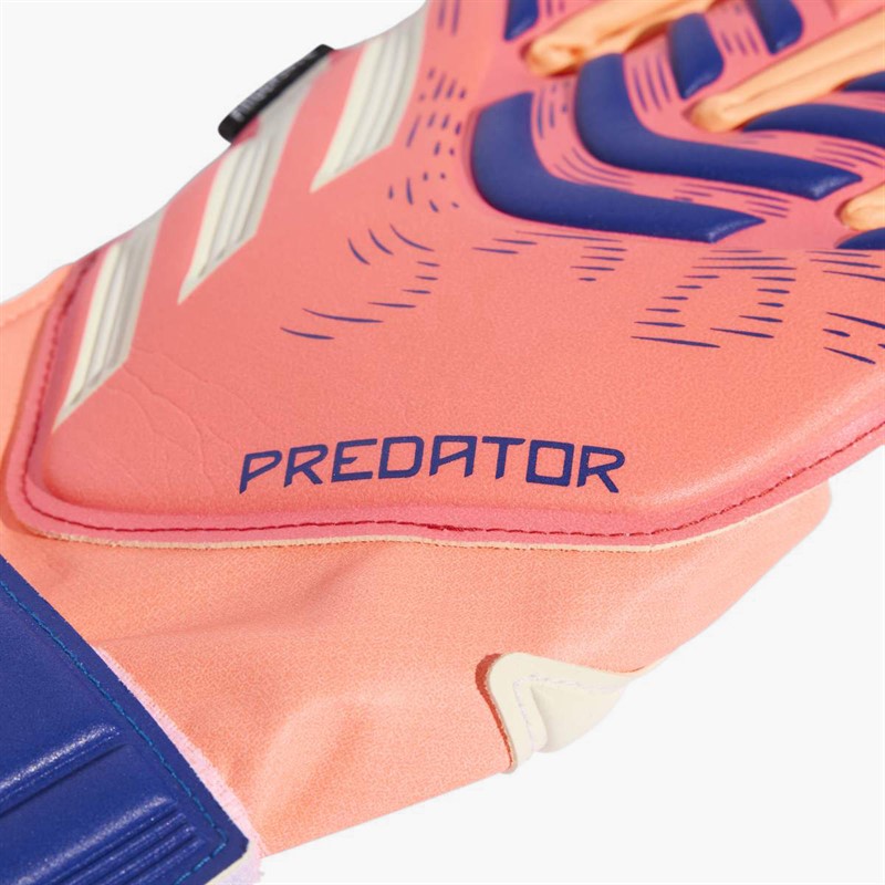 adidas Junior Predator Match Fingersave Goalkeeper Gloves Signal Coral/White/Lucid Blue
