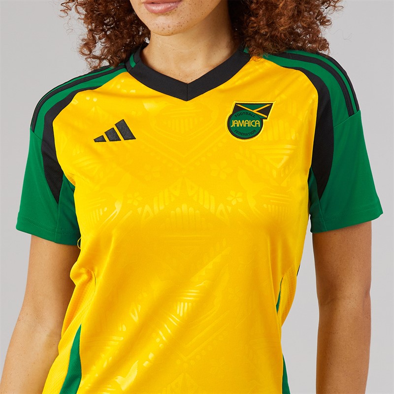 adidas Womens JFF Jamaica 2024 Home Jersey Hazy Yellow