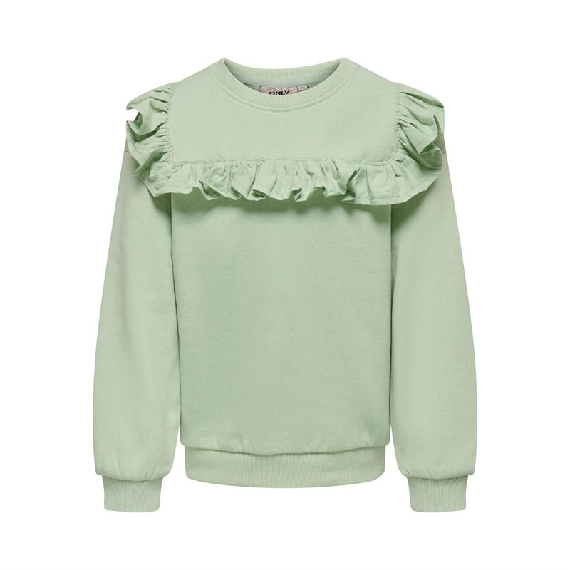 KIDS ONLY Sweatshirts Kogofelia Frill O-Neck Bo Fille Vert Pâle