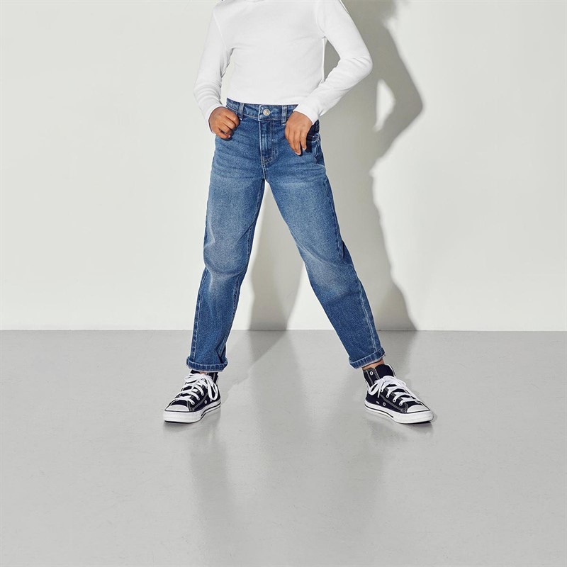 KIDS ONLY Junior Dżinsy Proste Nogawki Mid Niebieski