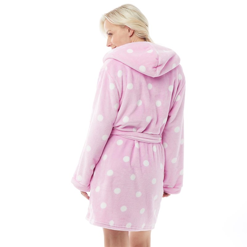 Buy Bedroom Athletics Womens Jade Polka Dot Hooded Robe Pastel Lavender
