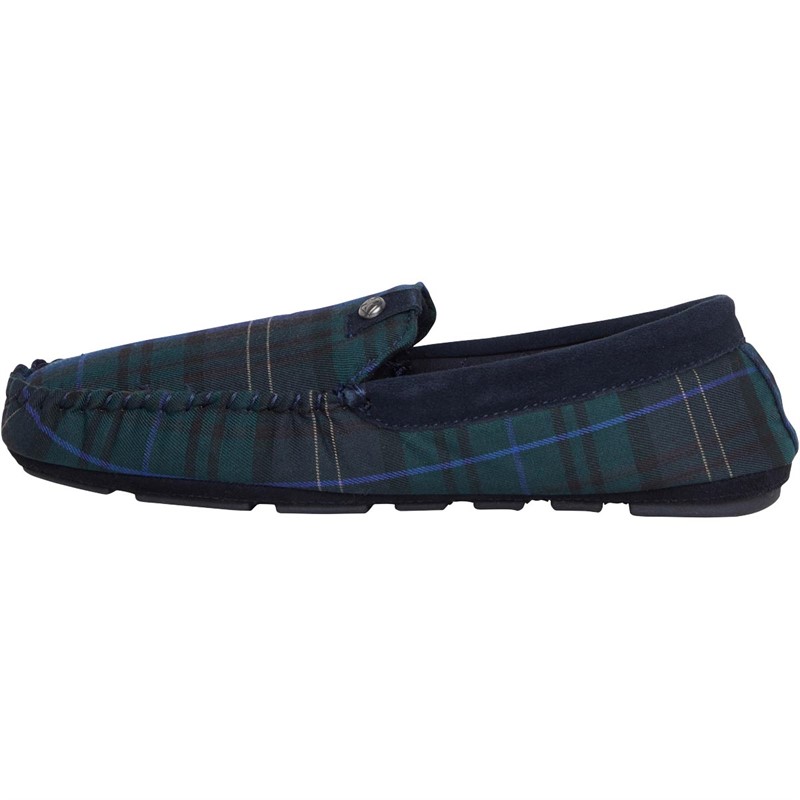 Bedroom Athletics Mens Benedict Moccasin Slippers Navy Check