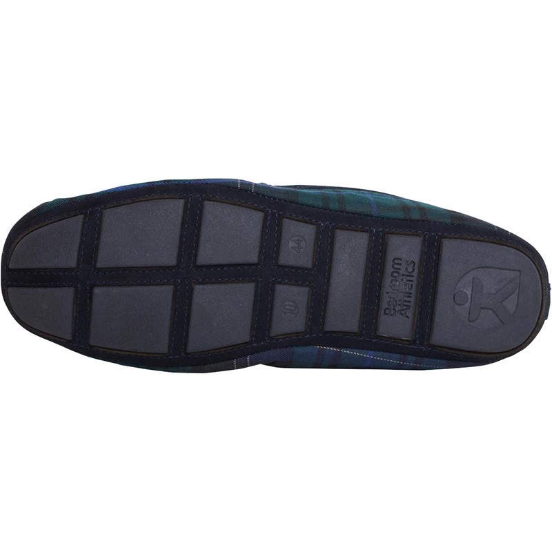 Bedroom Athletics Mens Benedict Moccasin Slippers Navy Check