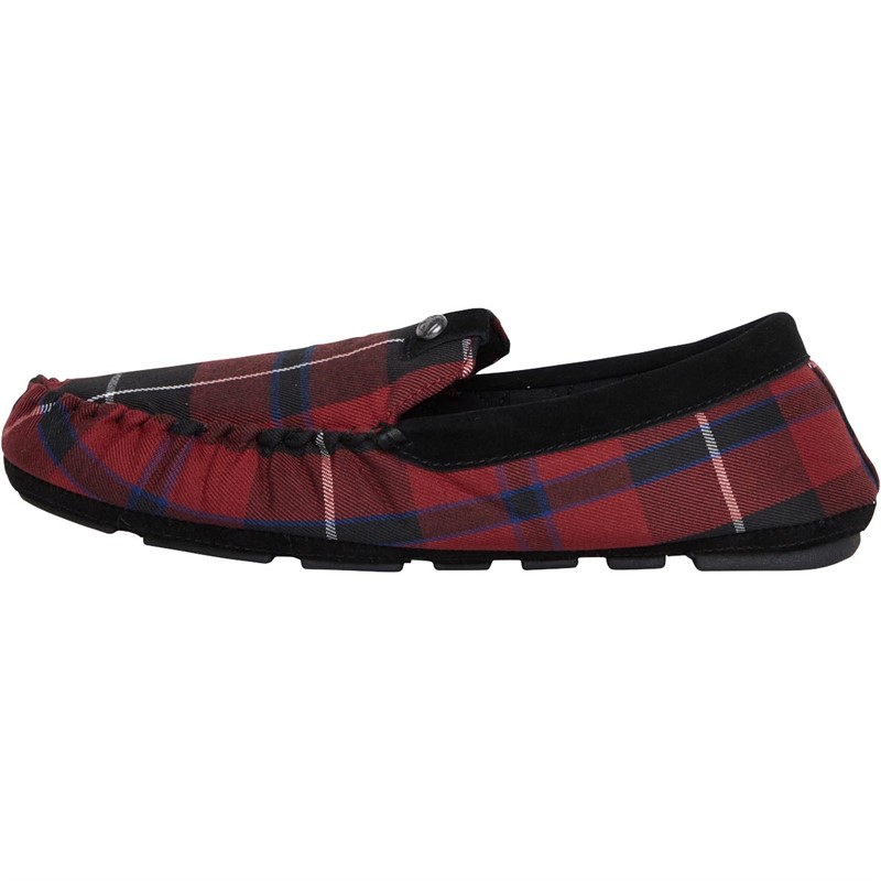 Bedroom Athletics Mens Benedict Moccasin Slippers Merlot Check