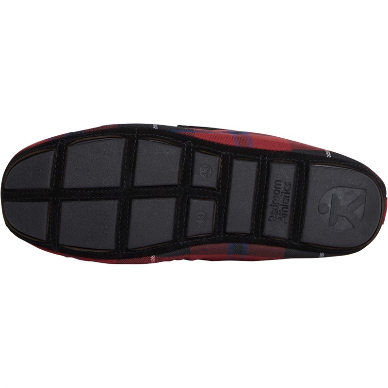 Bedroom Athletics Mens Benedict Moccasin Slippers Merlot Check