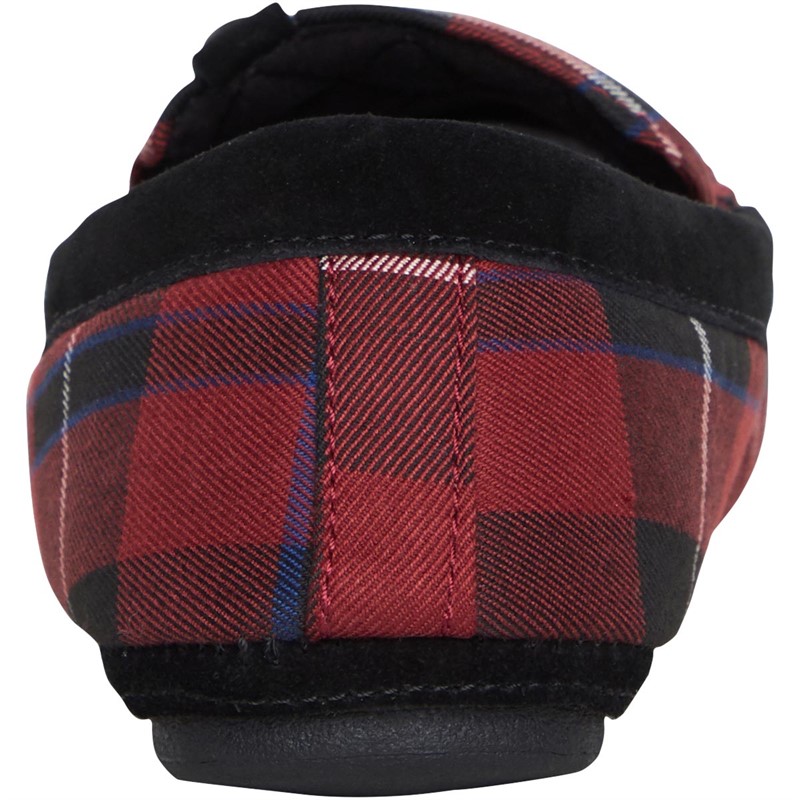 Bedroom Athletics Mens Benedict Moccasin Slippers Merlot Check