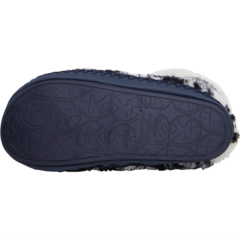 Bedroom Athletics Mens Cruise Fairisle Sherpa Fleece Slipper Boots Navy/Cream