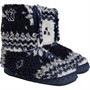 Bedroom Athletics Kids Arden Fairisle Sherpa Fleece Slipper Boots Navy/Cream