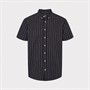 Kronstadt Heren Johan Poplin Stripe Overhemden met korte mouwen Donkergrijs