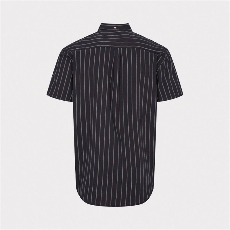 Kronstadt Heren Johan Poplin Stripe Overhemden met korte mouwen Donkergrijs