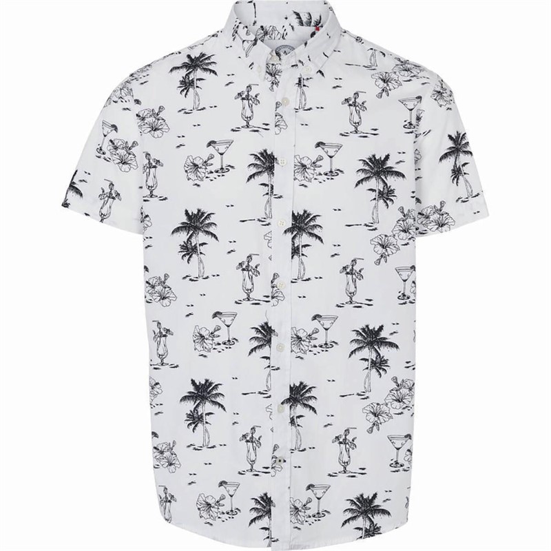 Kronstadt Chemises à Manches Courtes Johan Tropical Homme Blanc