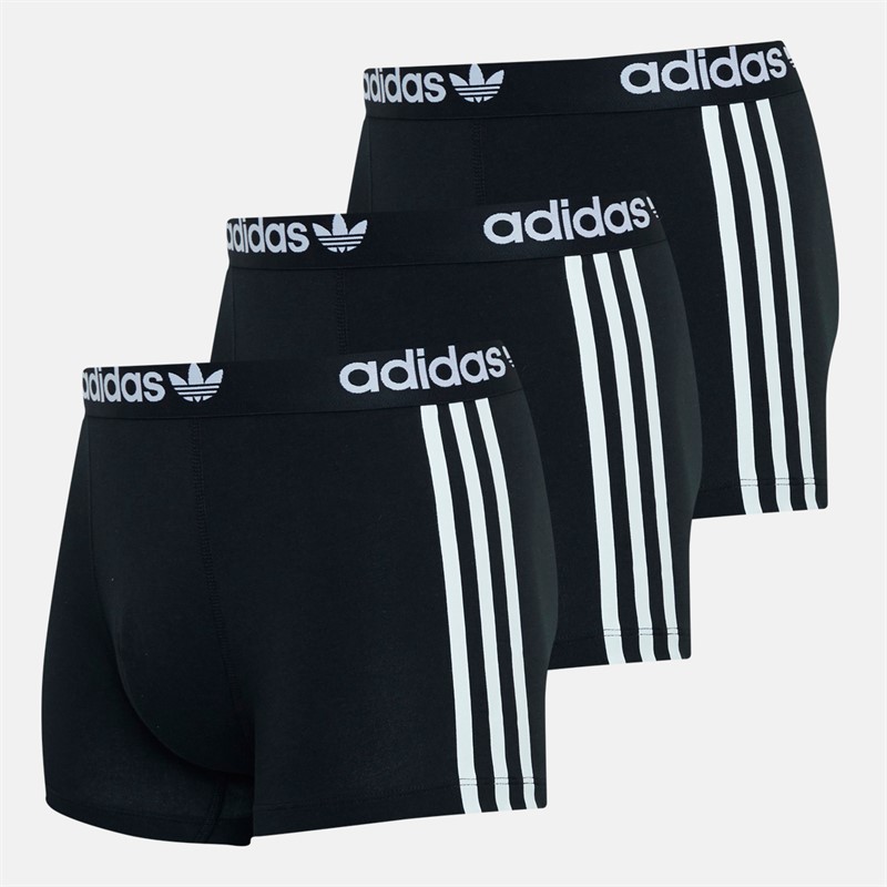 adidas Originals Mens Comfort Flex 3 Stripes Three Pack Trunks Black