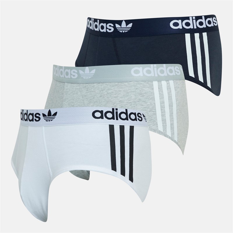 adidas Originals Mens Comfort Flex 3 Stripes Three Pack Briefs White/Black/Grey