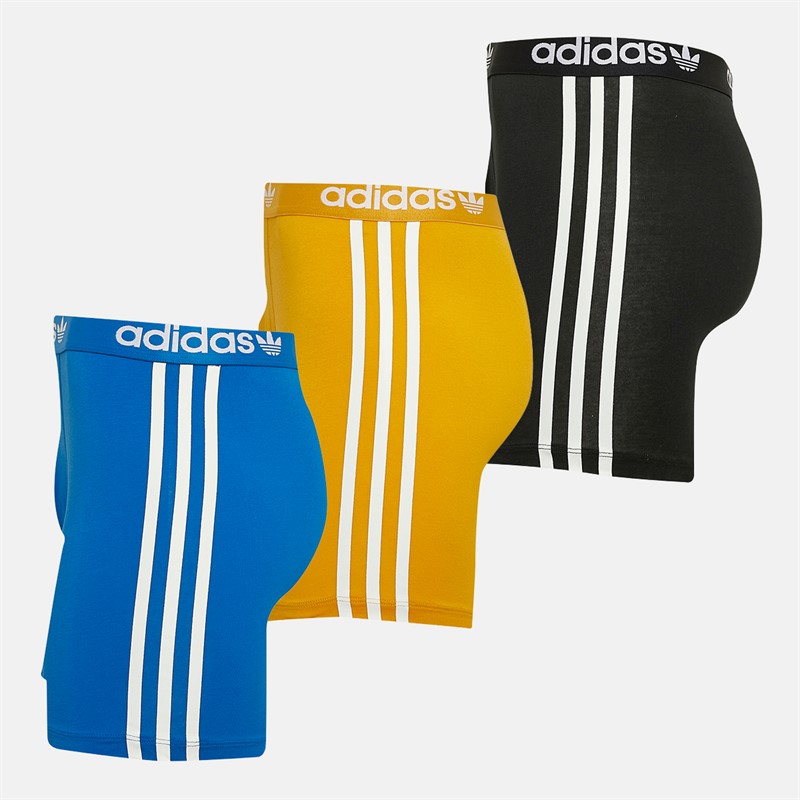 adidas Originals Mens Comfort Flex 3 Stripes Three Pack Boxers Black/Blue/Yellow