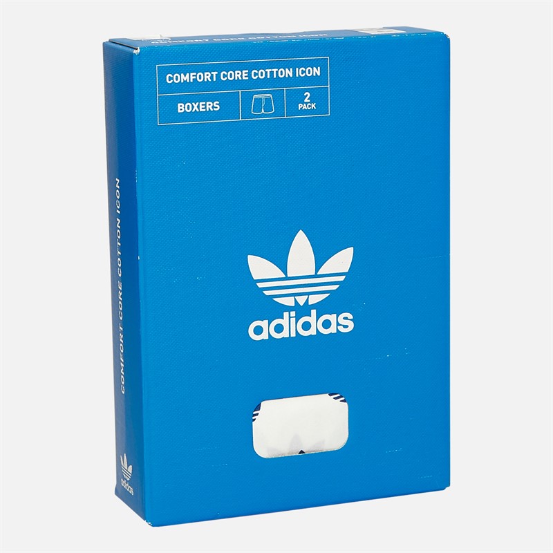 adidas Originals Boxers Confort Coton Tissé Pacquet Double Homme Blanc/Marine