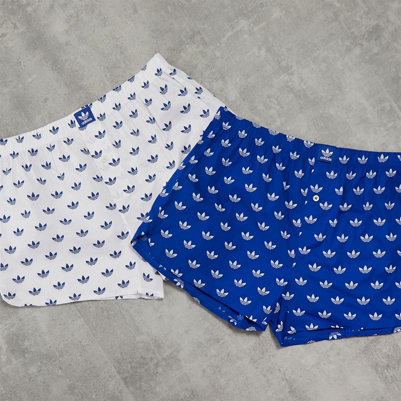 adidas Originals Boxers Confort Coton Tissé Pacquet Double Homme Blanc/Marine
