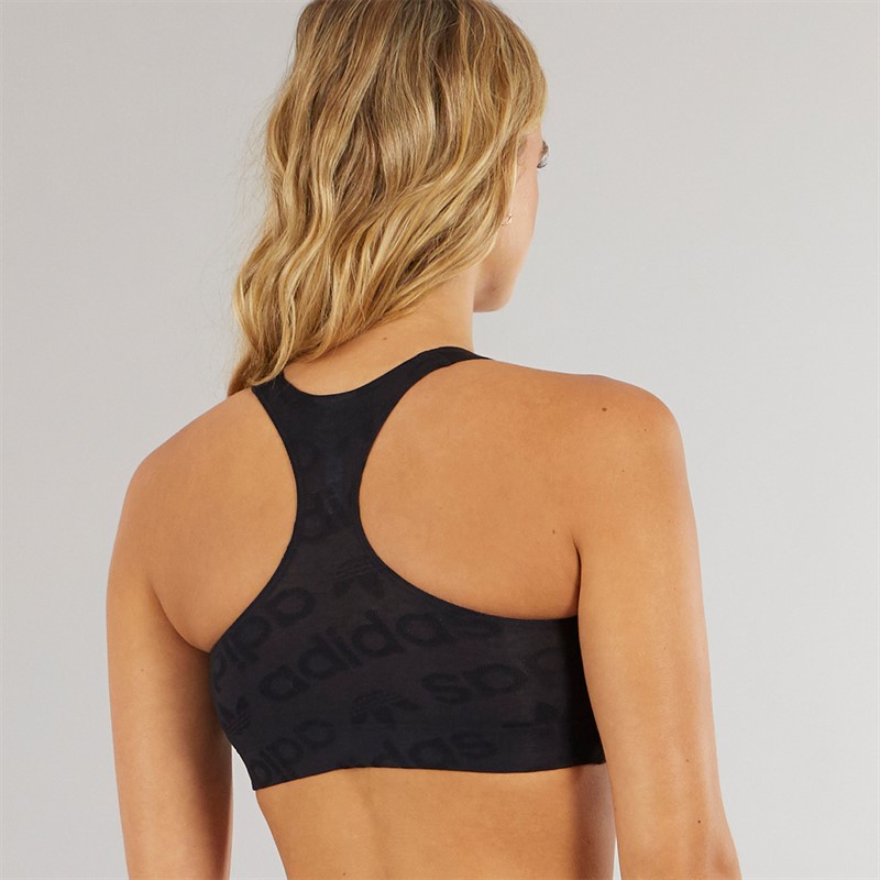 adidas Originals Damen Microterrot Monogramm Racer Crop Top Schwarz