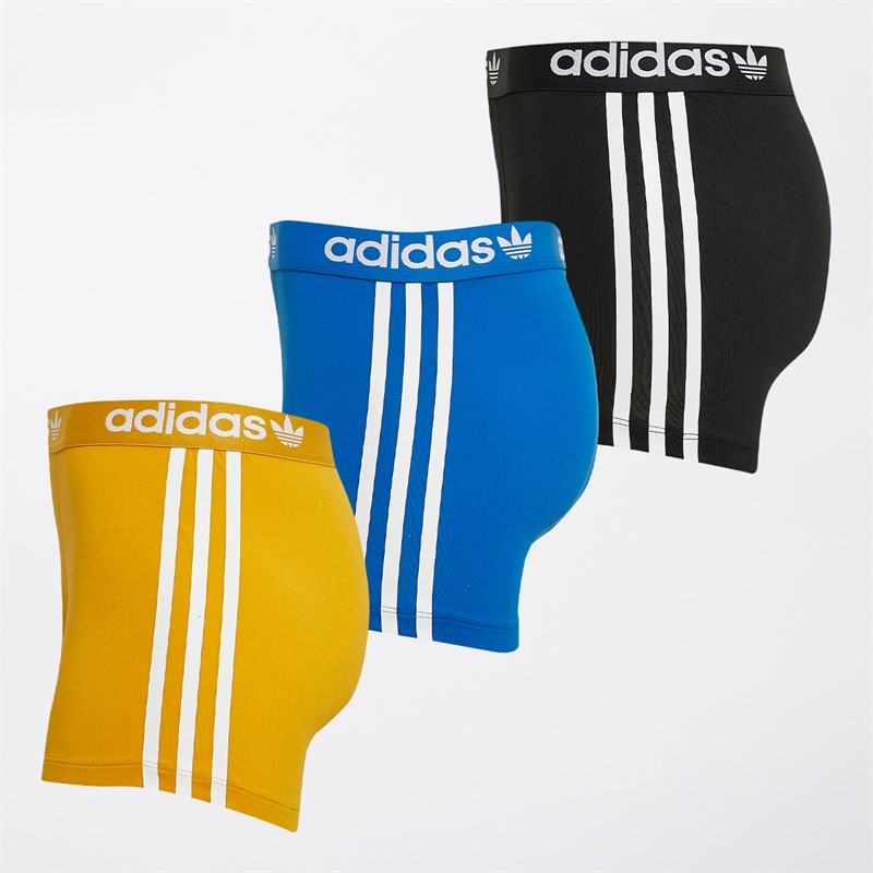 adidas Originals Heren Comfort Flex 3 Strepen Drie Pak Onderbroeken Zwart / Blauw / Geel