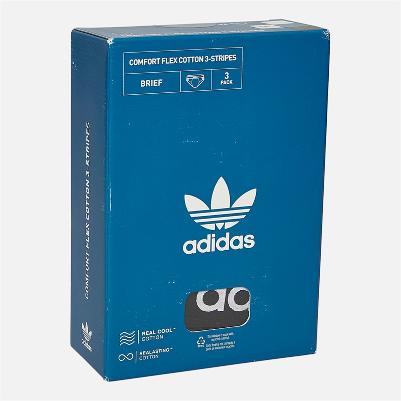 adidas Originals Heren Comfort Flex 3 Strepen Set van 3 Onderbroeken Zwart / Blauw / Wit