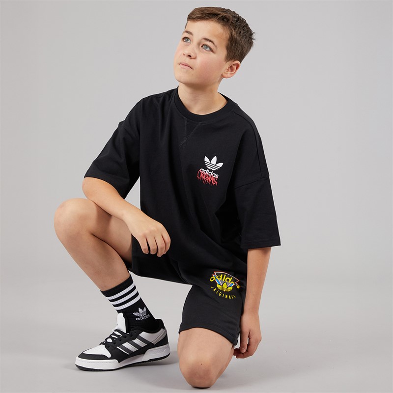 adidas Originals Boys Graphic Fleece Shorts Black