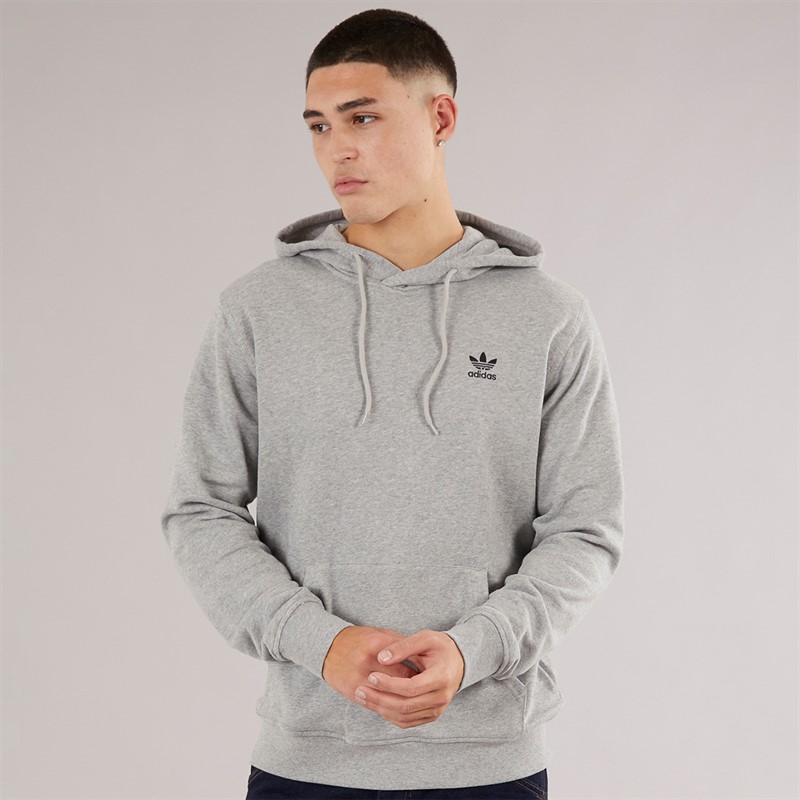 adidas Originals Mens Trefoil Essentials Hoodie Medium Grey Heather