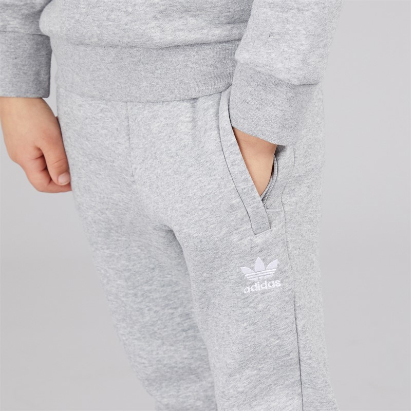 adidas Originals Boys Trefoil Crew Sweatshirt And Joggers Set Medium Grey Heather