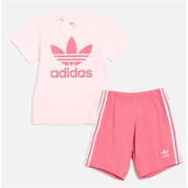 adidas Originals Infant Girls Adicolor Trefoil Graphic T-Shirt And Shorts Set Rose Tone/White