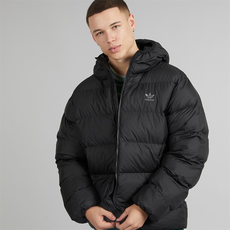 adidas Originals Mens Commercial Hooded Puffer Jacket Black