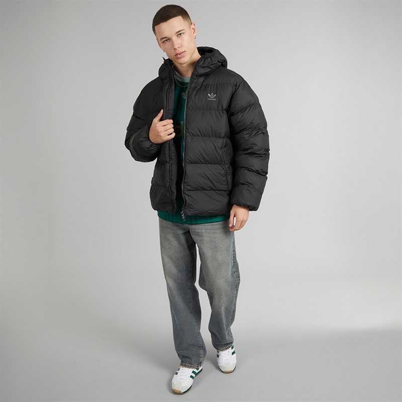 adidas Originals Mens Commercial Hooded Puffer Jacket Black