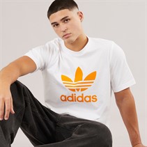 adidas Originals Mens Adicolor Trefoil T-Shirt White/Bright Orange