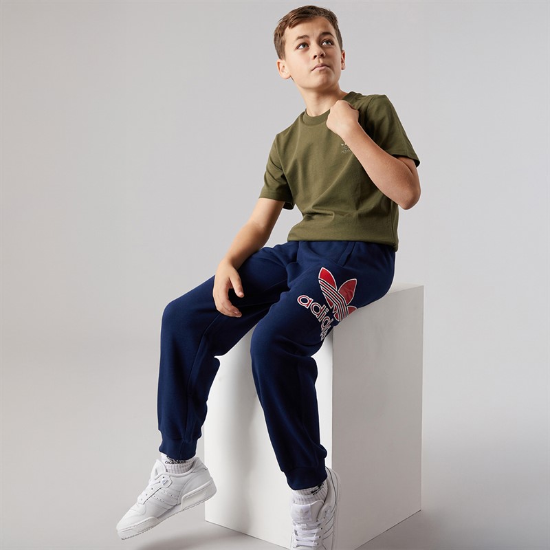 adidas Originals Junior Boys Adicolor Big Logo Oversized Joggers Night Indigo