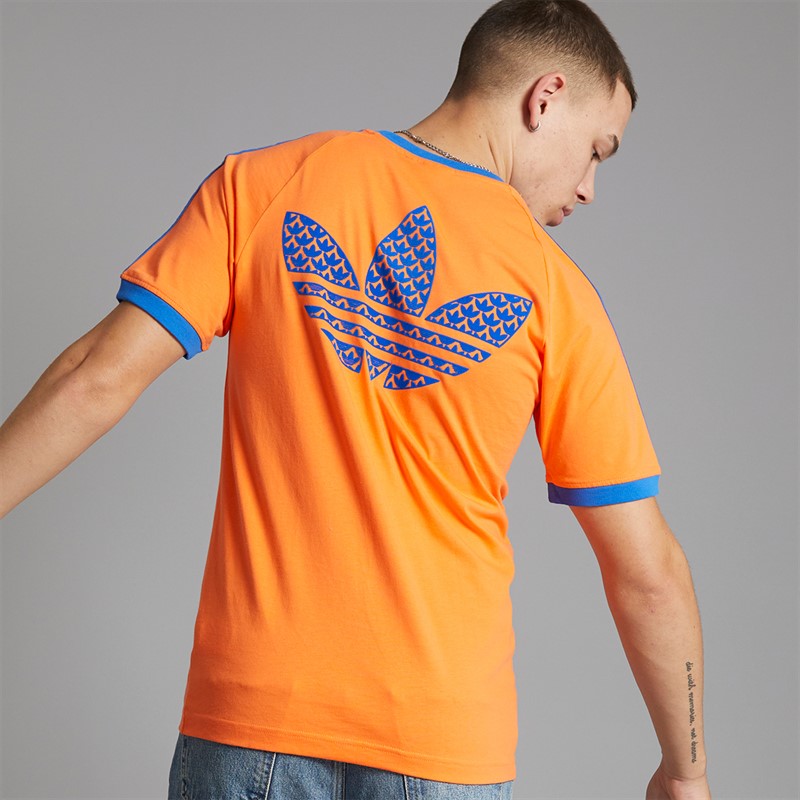 adidas Originals Mens Monogram Cali Graphic Back T-Shirt Solar Orange