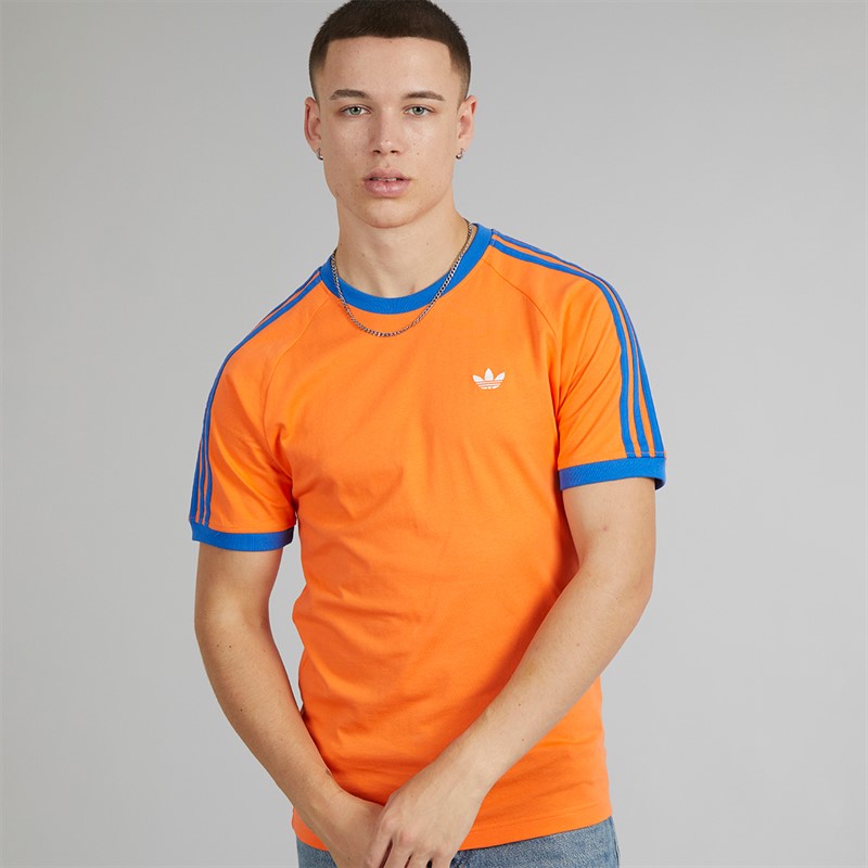 adidas Originals Mens Monogram Cali Graphic Back T-Shirt Solar Orange