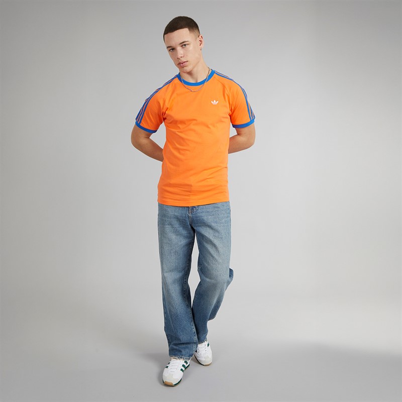 adidas Originals Mens Monogram Cali Graphic Back T-Shirt Solar Orange
