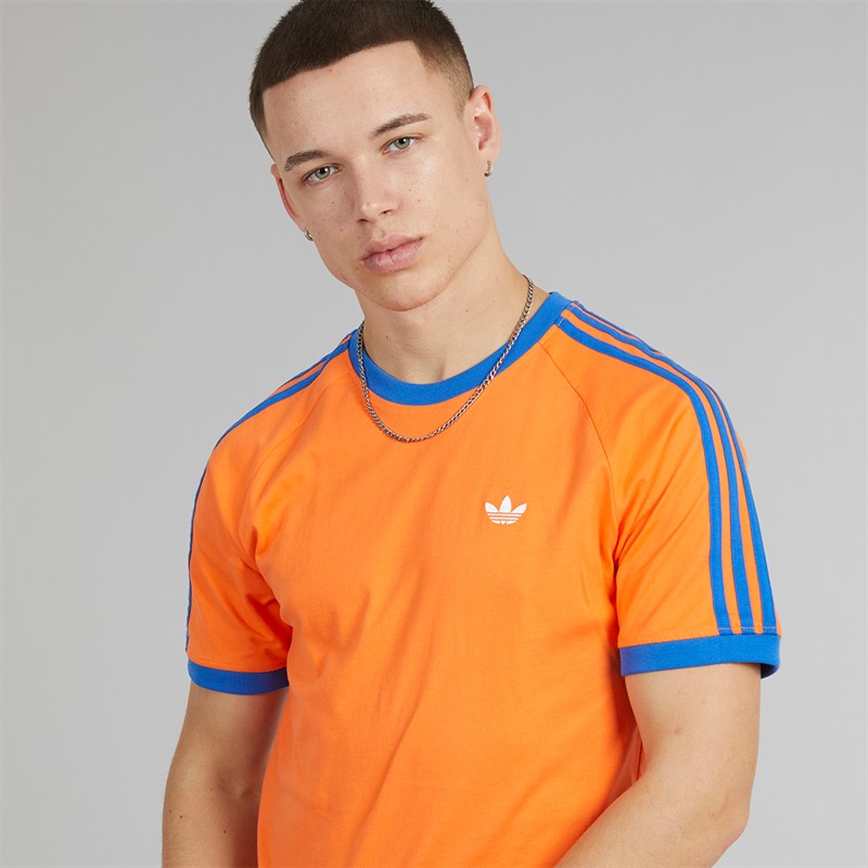adidas Originals Mens Monogram Cali Graphic Back T-Shirt Solar Orange