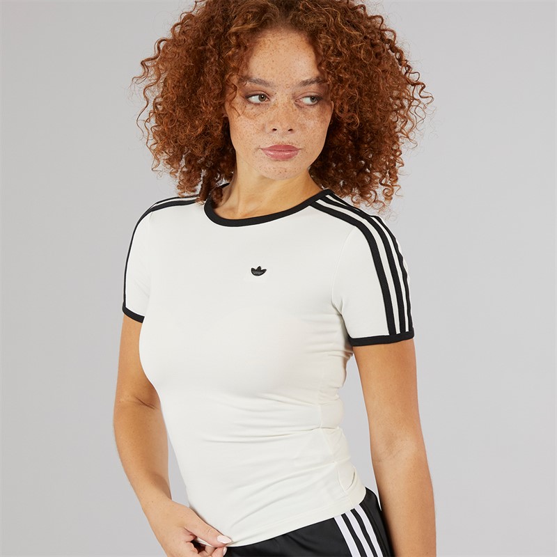 adidas Originals Womens Premium Originals 3-Stripes Cali T-Shirt Off White