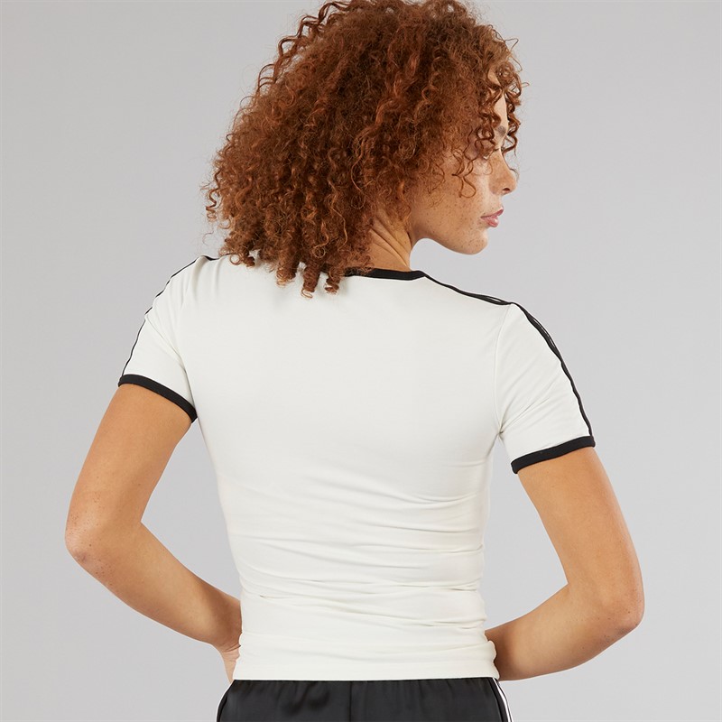 adidas Originals Womens Premium Originals 3-Stripes Cali T-Shirt Off White