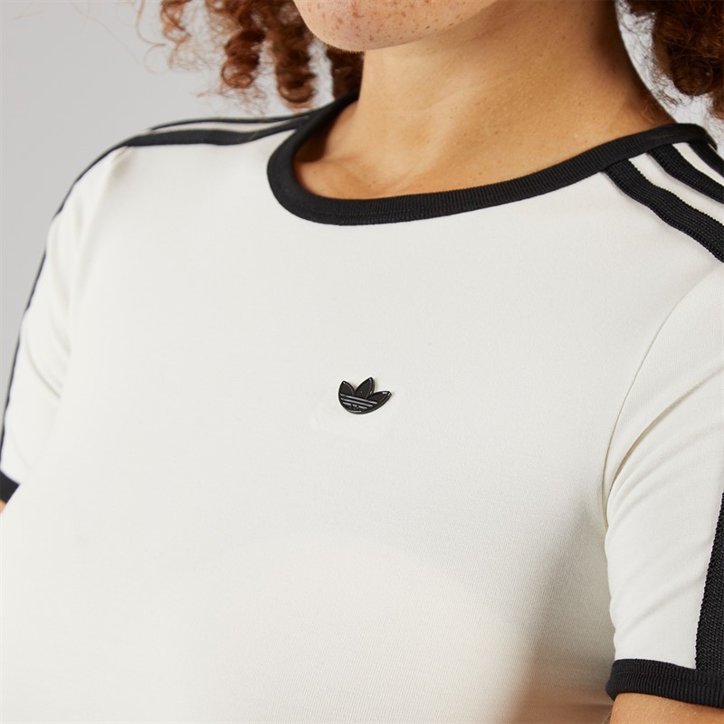 adidas Originals Womens Premium Originals 3-Stripes Cali T-Shirt Off White