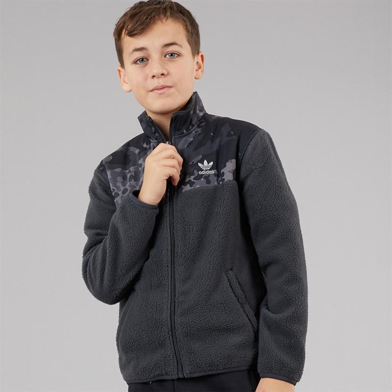 adidas Originals Junior Boys Allover Print Full Zip Fleece Carbon