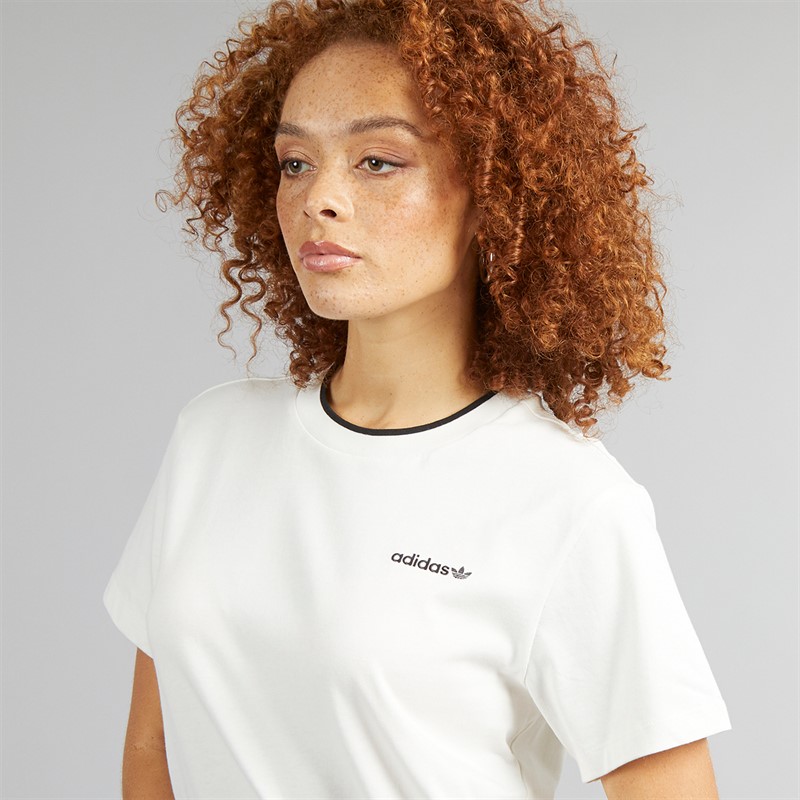 adidas Originals Womens Graphic Back Loose 3-Stripes T-Shirt Cloud White