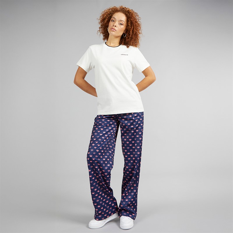 adidas Originals Womens Graphic Back Loose 3-Stripes T-Shirt Cloud White