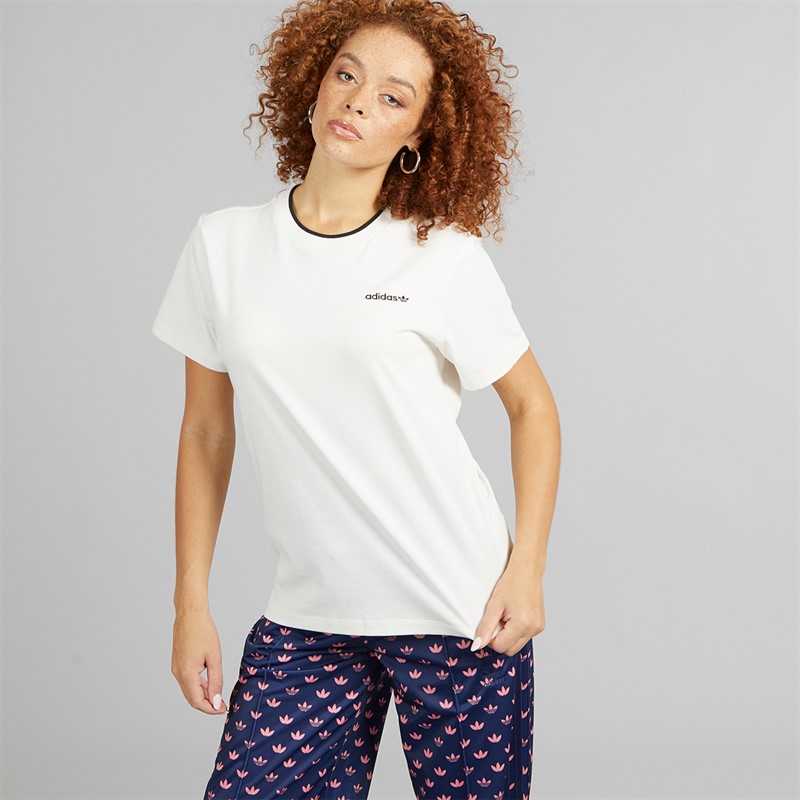 adidas Originals Womens Graphic Back Loose 3-Stripes T-Shirt Cloud White