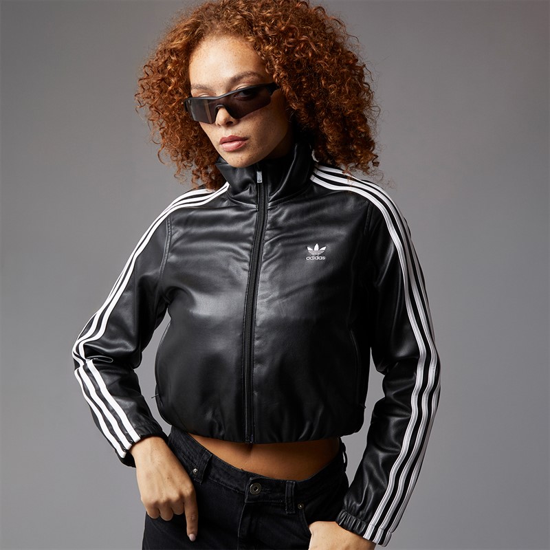 adidas Originals Womens Women Adicolor Firebird Pleather Track Top Black
