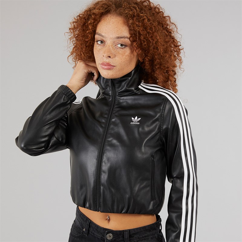 adidas Originals Womens Women Adicolor Firebird Pleather Track Top Black