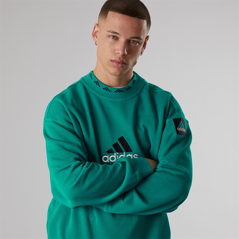 adidas Originals Mens EQT Reflective Crew Neck Sweatshirt Equipment Green