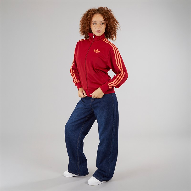 adidas Originals Womens Adicolor Classics Loose Firebird Track Top Team Victory Red/Semi Coral Team Victory Red / Semi Coral