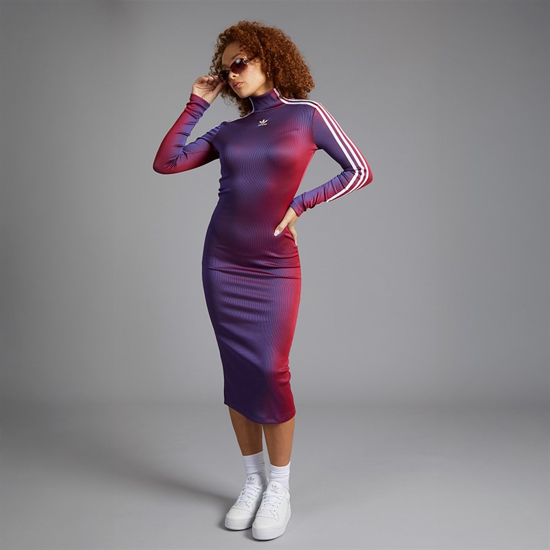 adidas Originals Womens Rasant Rib Long Sleeve Dress Multicolor